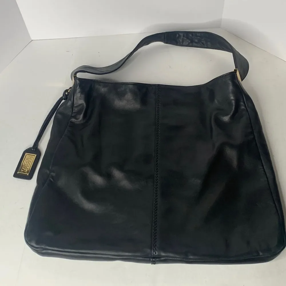 Badgley Mischka black cow leather large hobo shoulder bag